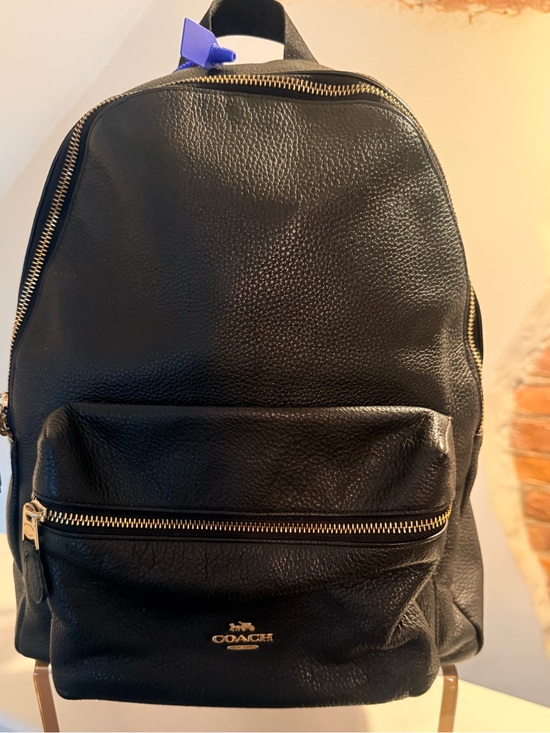 Coach Handbags - Coach Court Charlie Black Pebbled Leather Backpack Gold Hardware Pristine